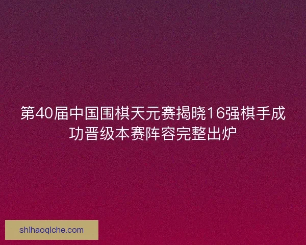 第40届中国围棋天元赛揭晓16强棋手成功晋级本赛阵容完整出炉