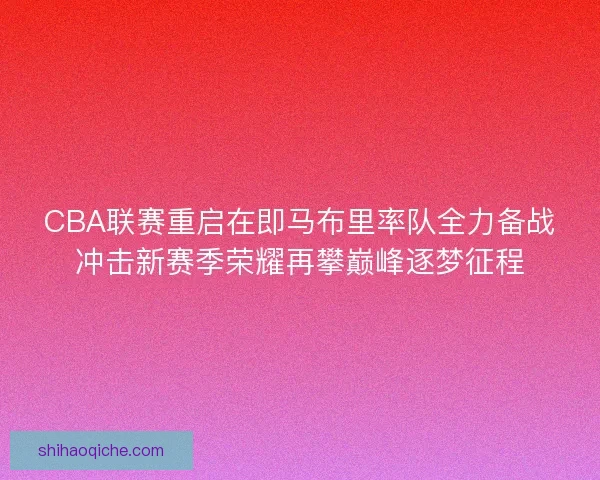 CBA联赛重启在即马布里率队全力备战冲击新赛季荣耀再攀巅峰逐梦征程