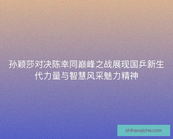 孙颖莎对决陈幸同巅峰之战展现国乒新生代力量与智慧风采魅力精神